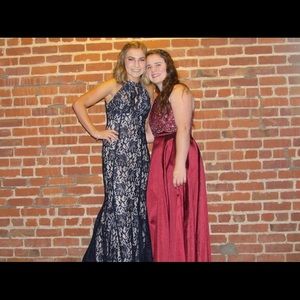 Blue Lace Prom Dress